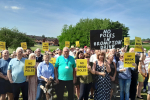 Suzanne Webb MP with brsk protesters 